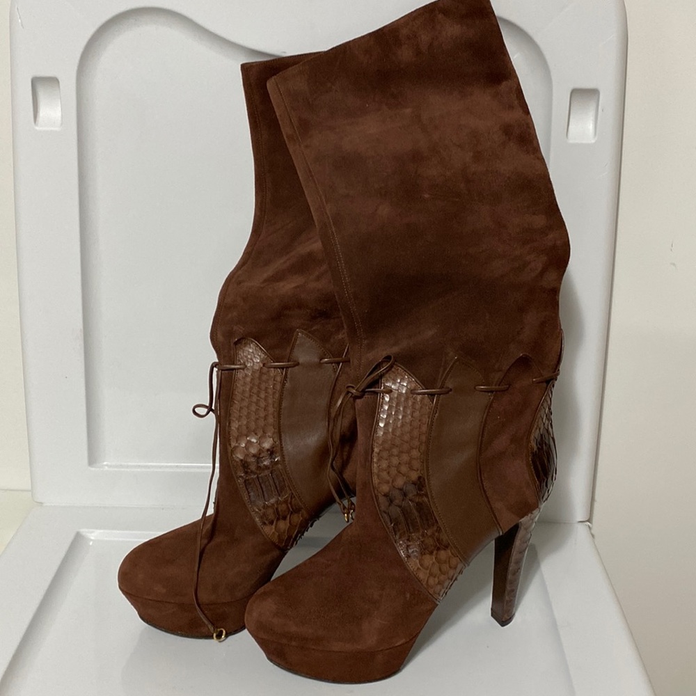 Sergio Rossi platform suede 7.5 boot.